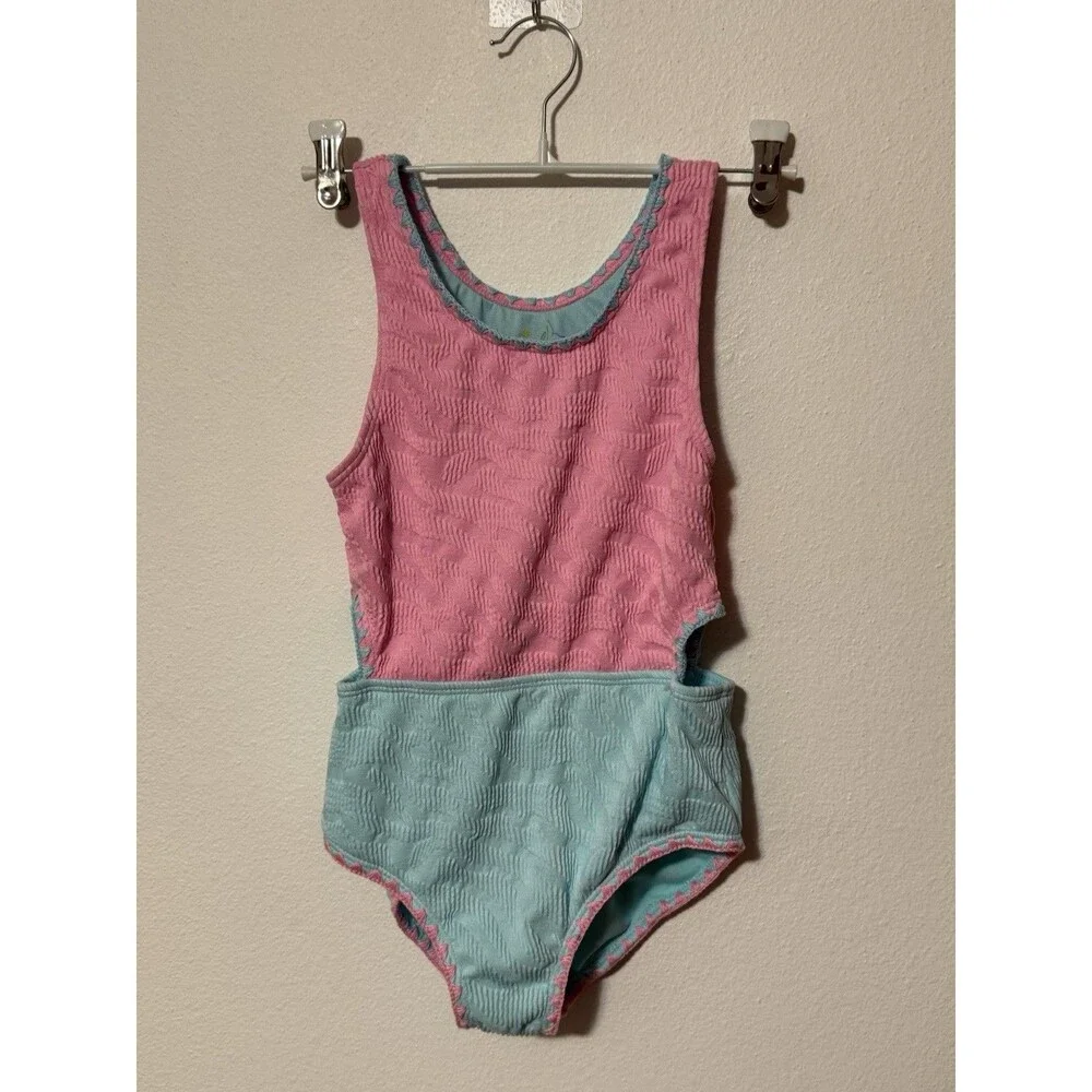 BMagical Girls 2-Piece Swimsuit Lot Size 12 - Pink/Teal Cut-Out & Seashell 1 NWT